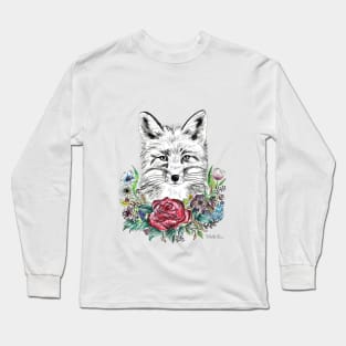 Fox with flowers Long Sleeve T-Shirt